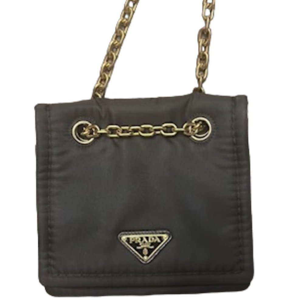 Prada Tessuto Nylon Chain Crossbody Shoulder Bag Black - Picture 7 of 16
